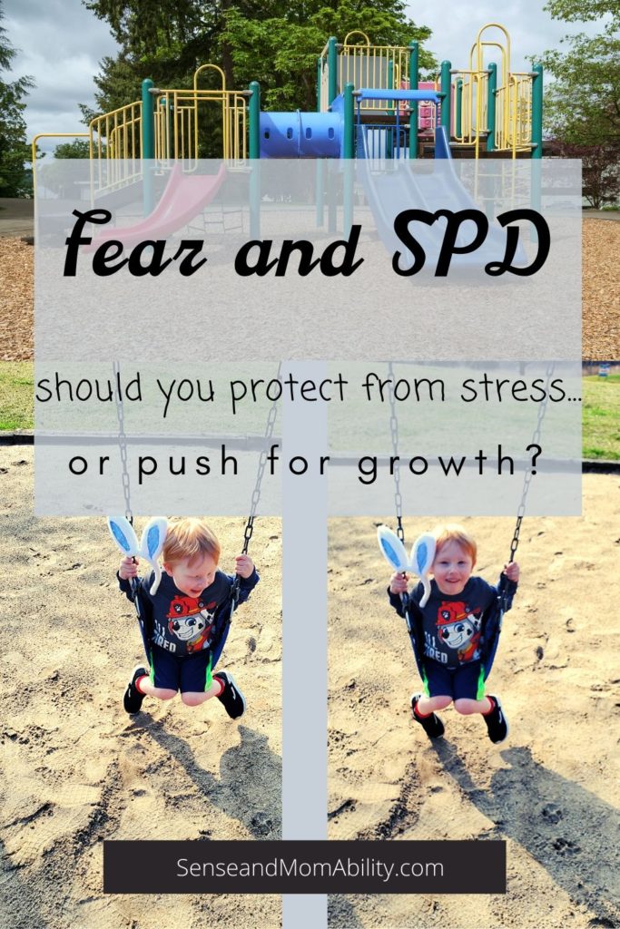 Pin image Fear and SPD - child on swing, give in to sensory processing disorder